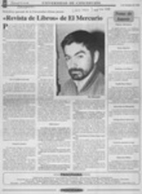 Periodista egresado de la Universidad obtiene premio "Revista de libros" de El Mercurio