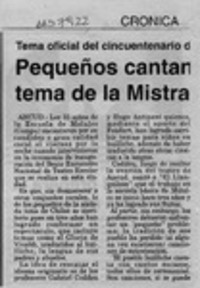 Pequeños cantantes de Molulco grabarán tema de la Mistral en lengua huilliche  [artículo] Andrés Palma Avendaño.