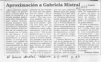 Aproximación a Gabriela Mistral  [artículo] Federico Tatter.