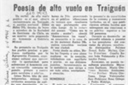Poesía de alto vuelo en Traiguén  [artículo].