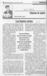 Los buenos versos  [artículo] Marino Muñoz Lagos.
