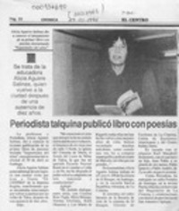 Periodista talquina publicó libro con poesías  [artículo].