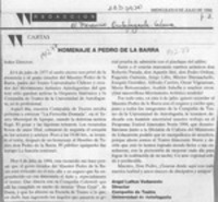 Homenaje a Pedro de la Barra  [artículo] Angel Lattus Vodanovic.