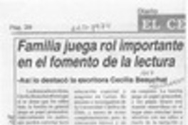 Familia juega rol importante en el fomento de la lectura  [artículo].