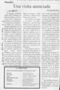 Una visita anunciada  [artículo] Abelardo Troy.