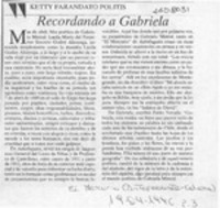 Recordando a Gabriela  [artículo] Ketty Farandato Politis.