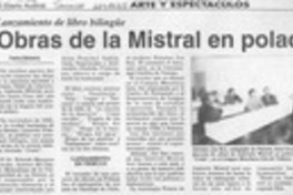 Obras de la Mistral en polaco  [artículo] Freke Ebbens.
