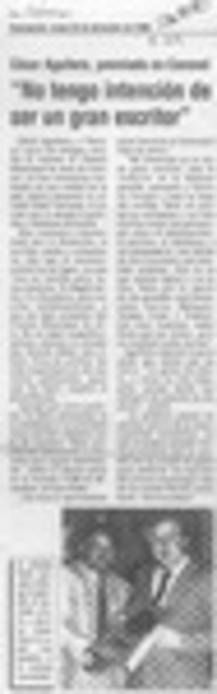 "No tengo intención de ser un gran escritor"  [artículo].