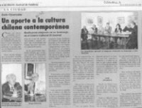 Un Aporte a la cultura chilena contemporánea  [artículo].