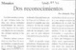 Dos reconocimientos  [artículo] Abelardo Troy.