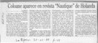 Coloane aparece en revista "Nautique" de Holanda  [artículo].