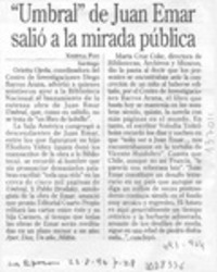 "Umbral" de Juan Emar salió a la mirada pública