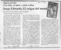 Jorge Edwards, El origen del mundo  [artículo] Eduardo Guerrero del Río.