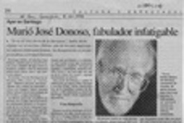 Murió José Donoso, fabulador infatigable  [artículo].