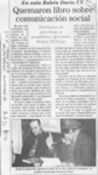 Quemaron libro sobre comunicación social  [artículo].