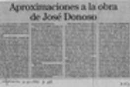 Aproximaciones a la obra de José Donoso  [artículo] Hugo Rolando Cortés.
