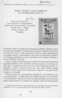 Mujer y género, nuevos saberes en las universidades chilenas  [artículo] Fernando Lolas Stepke.