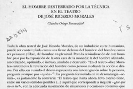 El hombre desterrado por la técnica en el teatro de José Ricardo Morales  [artículo] Claudia Ortego San Martín.