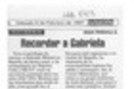 Recordar a Gabriela  [artículo] Gilda Péndola G.