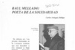 Raúl Mellado, poeta de la solidaridad  [artículo] Carlos Aránguiz Zúñiga.