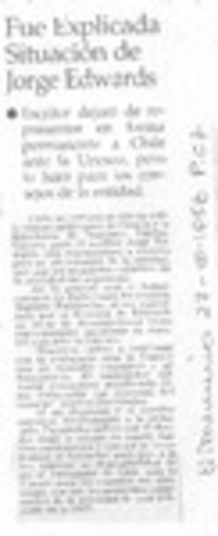 Fue explicada situación de Jorge Edwards