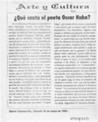 Qué canta el poeta Oscar Hahn?  [artículo].
