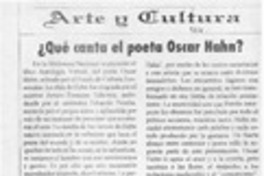 Qué canta el poeta Oscar Hahn?  [artículo].