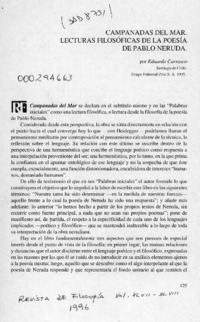 Campanadas del mar, lecturas filosóficas de la poesía de Pablo Neruda