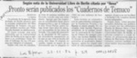 Pronto serán publicados los "Cuadernos de Temuco"  [artículo].