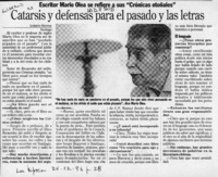 Catarsis y defensas para el pasado y las letras  [artículo] Loreto Novoa.