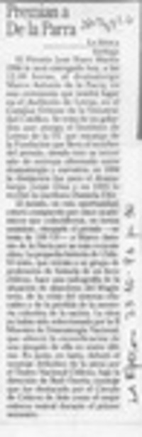 Premian a De la Parra