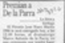 Premian a De la Parra