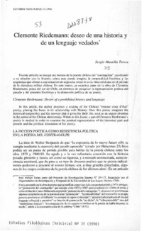Clemente Riedemann, deseo de una historia y de un lenguaje vedados  [artículo] Sergio Mansilla Torres.
