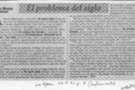 El problema del siglo  [artículo] Juan Manuel González.