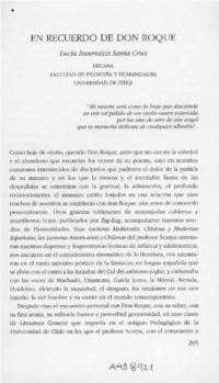 En recuerdo de Don Roque  [artículo] Lucía Invernizzi Santa Cruz.