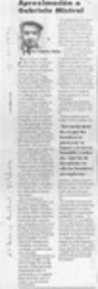 Aproximación a Gabriela Mistral  [artículo] Federico Tatter