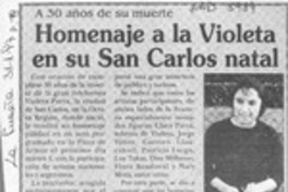 Homenaje a la Violeta en su San Carlos natal  [artículo].