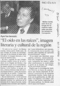 "El Oído en las raíces", imagen literia y cultural de la región  [artículo]