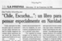 "Chile, escucha -- ", un libro para pensar especialmente en Navidad  [artículo].