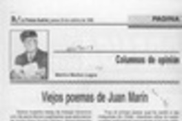 Viejos poemas de Juan Marín  [artículo] Marino Muñoz Lagos.