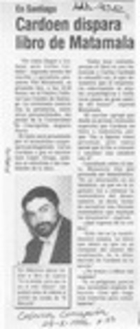 Cardoen dispara libro de Matamala  [artículo].