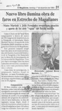 Nuevo libro ilumina obra de faros en Estrecho de Magallanes  [artículo].