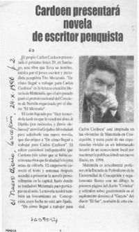 Cardoen presentará novela de escritor penquista  [artículo].