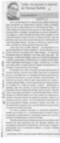 Taller de poesía y cuento de Matías Rafide  [artículo] Hugo Metzdorff N.