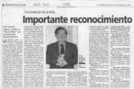 Importante reconocimiento internacional para Raúl Ruiz  [artículo] René Naranjo.