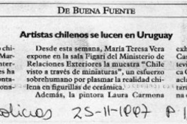 Artistas chilenos se lucen en Uruguay  [artículo].