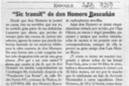 "Sic transit" de don Homero Bascuñán  [artículo] Juan Rubén Valenzuela.