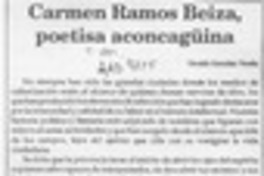 Carmen Ramos Beiza, poetisa aconcagüina  [artículo] Osvaldo González Peralta.