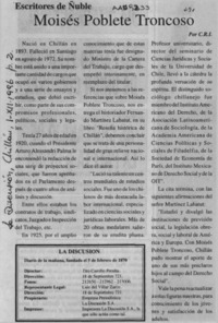 Moisés Poblete Troncoso  [artículo] C. R. I.