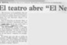 El teatro abre "El neceser"  [artículo].